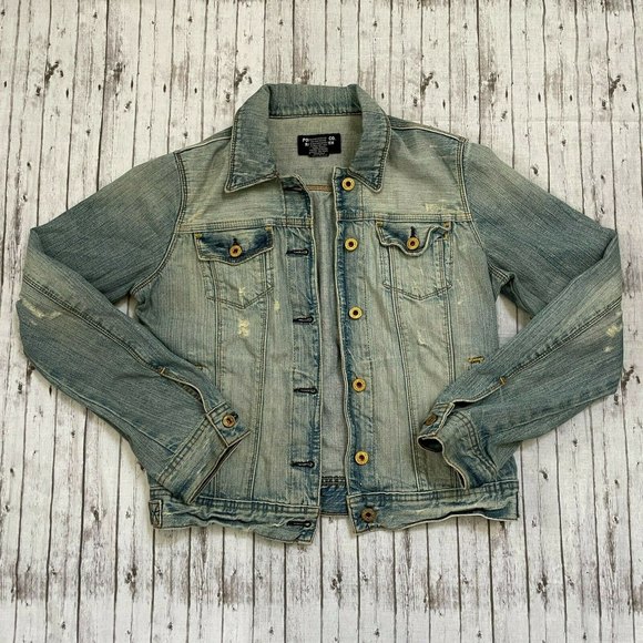 Vintage Polo Jean Jacket Ralph Lauren Lydia Cotton Denim Sz Medium M Distressed - Picture 1 of 6